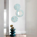 Beach Mirror Wall Decor for Living Room, 3PCS Natural Mother of Pearl Coastal Wall Art Bedroom Bathroom Decoration, Handmade Ocean Round Wall Hanging Sculptures for Home Office Holiday Hotel by CozyNest Decor