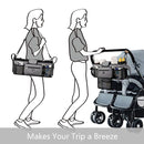 TOPDesign Universal Baby Stroller Organizer, Double Stroller Caddy with Detachable Mesh Bag & Heightened Insulated Cup Holders & Non-Slip Secure Hooks Accessories, Fits Most Strollers (Black) by TinyTreasures Baby Boutique