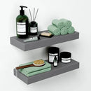 Homeforia Gray Floating Bathroom Shelves, High End Solid Real Wood 16 inch Small Floating Shelf for Wall Mounted, Grey Wooden 16 in Floating Shelves, Heavy Duty Bracket, 16 X 6.5 X 1.75 inch, Set of 2 by CozyNest Decor