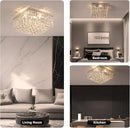4-Lights Modern Flush Mount Ceiling Light Fixtures,Elegant Crystal Chandelier Pendant Ceiling Lamp for Bedroom,Living Room,Dining Room,Hallway H5.9 x W13.7 x L13.7 (Bulbs Not Included) Square by CozyNest Decor