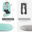 MOON PARK Pregnancy Pillows for Sleeping - U Shaped Full Body Maternity Pillow with Removable Cover - Support for Back, Legs, Belly, HIPS - 65 Inch - Turquoise by TinyTreasures Baby Boutique