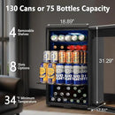 Tylza 130 Can Beverage Refrigerator Cooler, 3.22 Cu.Ft Beverage Cooler with Low-E Glass Door, Safety Lock, Beverage Fridge for Soda, Beer, Wine, Mini Fridge for Home, Office, Bar, Bedroom, Silver by CozyNest Decor