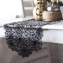 Hommtina 4 Pack Halloween Decorations Tablecloth Runner Black Lace Round Spider Cobweb Table Cover Fireplace Mantel Scarf Spiderweb with 60 Pcs 3D PVC Scary Black Bat Sticker Halloween Party Supplies by CozyNest Decor