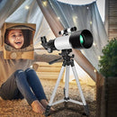 Telescopes, Telescope for Kids and Adults Beginners, 70mm Aperture 400mm Focus Length Refractor Travel Telescope with AZ Mount for Observe The Moon and Landscape (White) by TinyTreasures Baby Boutique