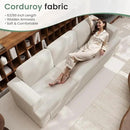3 Pieces Corduroy Couch Set for Living Room, 3 Seater & Loveset*2 Cloud Sofa, Deep Seat Floor Couch for Bedroom, Futon Modern Sofa Bed, White Corduroy by CozyNest Decor