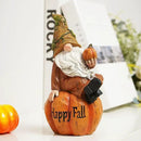 Topadorn Fall Garden Gnome Figurine Sitting on Pumpkin Statue Autumn Harvest Garden Gnomes Statue Figurine for Patio Yard Lawn Porch Decoration, Happy Fall by CozyNest Decor