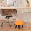 13in Small Foot Stool Ottoman, Round Faux Leather Foot Rest for Couch, Under Desk Pouf Footstool Footrest with Non-Skid Rubber Legs for Ling Room, Bedroom, 13''L x 13''W x 10.2''H, Orange by CozyNest Decor