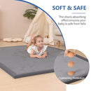 Ultra Soft Baby Play Mat for Floor,1.3" Thick Elasti-Foam 50x50 Playpen Mat for Toddlers Infant kids,Water-Repellent Coral Velvet for Tummy Time,Non-Slip Backing Safe for Crawling,Tatami Style (Dark Grey) by TinyTreasures Baby Boutique
