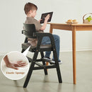Solid Wood high Chairs for Toddlers,High Chair Grows with Kid for Dining, Study Chair for Children, Black by TinyTreasures Baby Boutique