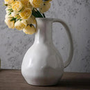 White Ceramic Vase with Big Handles, Modern Farmhouse Decor, Rustic Pottery for Flowers, Decorative Terracotta Centerpiece for Dining Table by GreenHaven Gardens