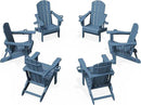 KINGYES Folding Adirondack Chair Set of 6, Dual Cup Holders & All-Weather HDPE, Wood-Like Patio Chair for Backyard, Camping,Pool & Fire Pit, Navy by GreenHaven Gardens