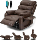 Lazy Boy Recliner Chair with Heating, Power Lift Recliner Chair for Elderly with Folding Tablet, Lay Flat Recliner with Dual Motor Adjustable Backrest and Leg Rests, Leather Brown1, RXX-028 by CozyNest Decor