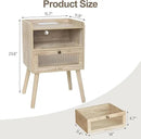 AWASEN Nightstand with Charging Station, Modern Bedside Table with Glass Decorative Drawer, Charging Night Stand Side Tables for Bedroom and Small Space, Rustic White Oak by CozyNest Decor