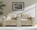 HULALA HOME 88" Loveseat Sofa with USB Port and Console, Oversized 2 Seater Sofa with Storage Ottoman, Comfy Upholstered Loveseat Couch for Living Room Bedroom, FSC Certified, Beige by CozyNest Decor