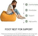 HIGOGOGO Square Stuffed Pouf Ottoman, Corduroy Poufs with Foam Chunk Filling, Furry and Fluffy Pouf Foot Stool Storage Ottoman, 25.6 X 25.6 Floor Poufs Foot Rest for Living Room, Orange by CozyNest Decor