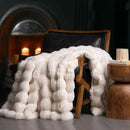 EVERGRACE Ultra Soft Luxury Fluffy Ridgeline Faux Rabbit Fur Throw Blanket, Thick Warm Bubble Throw for Bed, Cozy Plush Reversible Blankets for Couch, Chair, Sofa, Ivory White, 60x80 Inches, 870 GSM by CozyNest Decor