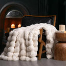 EVERGRACE Ultra Soft Luxury Fluffy Ridgeline Faux Rabbit Fur Throw Blanket, Thick Warm Bubble Throw for Bed, Cozy Plush Reversible Blankets for Couch, Chair, Sofa, Ivory White, 50x60 Inches, 870 GSM by CozyNest Decor