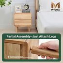 Modern Solid Wood Nightstand with Drawers - Mid Century Modern 2 Drawer Natural Wooden Small Narrow Nightstand Bedside Side End Table with Storage for Living Room Bedroom, 15.7" D x 17.1" W x 19.6" H by CozyNest Decor