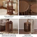 Stackable Stools Set of 4, Wooden Stool 18 Inch Stool Stackable Side Tables Nesting Table Sturdy and Durable, No Installation Required for End Table,Top Stackable Round Stools (Walnut Mobile) by CozyNest Decor