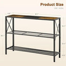 Hoctieon Industrial Console Table, 3 Tier Entryway Table, Hallway Table, Narrow Sofa Table with Shelves, Entrance Table for Entryway, Rustic Brown&Black by CozyNest Decor
