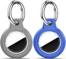 Upgrade Waterproof 2 Pack Airtags Holder with Apple Airtags Keychain, Hard PC Air Tag Case, Anti-Scratch & Shock Air tag Holder, Men's Women's Keyrings & Keychains-Blue+Grey by TinyTreasures Baby Boutique