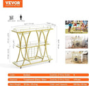 VEVOR Bar Cart Gold, 3 Tiers Home Bar Serving Cart on Lockable Wheels, Rolling Alcohol Cart with Tempered Glass Shelves Guardrail Wine Rack, Modern Wine Cart for Home Kitchen Dining and Living Room by CozyNest Decor