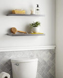 BAYKA Floating Shelves, 22.5" Wall Mounted Wood Shelves for Bathroom, Bedroom, Living Room, Kitchen, Hanging Shelf for Books/Storage/Decor (Grey,Set of 2) by CozyNest Decor