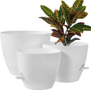 FaithLand 3-Pack Large Planter Pots, 12 10 9 Inch Self Watering Flower Pots for Indoor Outdoor Garden Plants, White by CozyNest Decor
