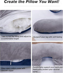 60in Full Body Pillow | Nursing, Maternity and Pregnancy Body Pillow | Awesling Extra Large U Shape Pillow and Lounger with Detachable Side, Separate Support Pillow and Removable Cover (Grey Blue) by TinyTreasures Baby Boutique