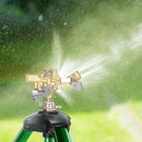 Impact Sprinklers on Tripod Base,Heavy Duty Lawn Sprinkler for Yard with 360 Degree Large Area Coverage Irrigation,Brass Sprinklers with Adjustable Head Nozzle,3/4Inch Connector Extension Legs by GreenHaven Gardens