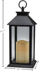 YAKii Hanging Glass Panes Lantern Portable Led Lantern Decorative Operated by 3AAA Battery Use for Garden Yard, Indoor Decoration Candle (Black) by CozyNest Decor