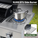 4-Burner Propane Gas Grill with Side Burner & Cabinet, 50,000 BTU Outdoor BBQ Grill with Porcelain-Enameled Cast Iron Grates, Stainless Steel Barbecue Grill for Outdoor Cooking (Silver) by GreenHaven Gardens