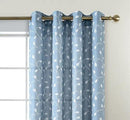 MIUCO Floral Embroidery Semi Sheer Curtains Faux Linen Grommet Curtains for Bedroom 52 x 63 Inch 2 Panels, Dusty Blue by CozyNest Decor