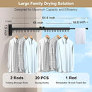 Bakala Clothes Drying Rack Foldable, Laundry Drying Rack Clothing Wall Mounted, Clothing Racks for Hanging Clothes, Heavy-duty Space Saving Hanger,Retractable,Expandable,Collapsible, 64" (Hooks,Black) by CozyNest Decor