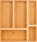 bamboo drawer organizer Set，expandable drawer dividers,wooden storage organizers,large trays for kitchen, bathroom,flatware,Tea Bag Organizer (1 X 5PCS Natural) by CozyNest Decor