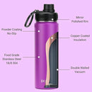 DRINCO Stainless Steel Water Bottle Spout Lid Vacuum Insulated Double Wall Water Bottle Wide Mouth (40oz 32oz 22oz 18oz 14oz) Leak Proof Keep Cold Sport Camping Hiking (22 oz, 22oz Purple) by CozyNest Decor