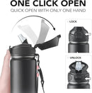 Enerbone 24 oz Insulated Water Bottle, Stainless Steel Bottle with Carrying Strap, Double-Wall Vacuum Insulation Design, Leakproof Sports Bottle with Straw, Keep Drinks Cold or Hot for Hours by CozyNest Decor