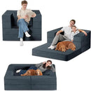 Folding Bean Bag Chair for Adults,3-in-1 Bean Bag Couch Faux Fur Floor Sofa Large Beanbag Convertible Bean Bag Sofa Bed with Pillow in Bedroom,Living Room,Apartment(Twin,Dark Grey) by CozyNest Decor