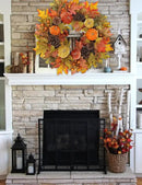 Fall Wreaths for Front Door 26'' Autumn Velvet Pumpkin Wreath with Metal Hook Large Harvest Maple Wreath Fall Decoration for Home Halloween Thanksgiving Decoration, Briful by CozyNest Decor