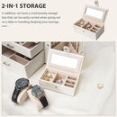AKOZLIN 4-Tier Jewelry Box Lockable Leather Jewelry Storage Case Organizer with 3 Drawers for Women Girls Ring Necklace Earring Bracelet Watches Holder with Mirror by TinyTreasures Baby Boutique