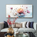 amatop Framed Floral Canvas Wall Art – Oversized Pink Blue Abstract Bloom Flower Print Daisy & Peony Picture Elegant Botanical Nature Large Artwork for Living Room Bedroom Dining Entryway Decor 58x29 inch by CozyNest Decor