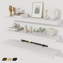 Fun Memories 30 Inch Floating Shelves Set of 3, Farmhouse White Wall Shelves for Kitchen, Living Room, Wall Mounted Bathroom Shelves in Black, 30 x 6.7 x1.4 Inch by CozyNest Decor