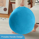MeMoreCool Round Stuffed Pouf Ottoman Foot Rest, Floor Pouf Foot Stool with Soft Foam Chunk Filling, Small Round Ottoman Footstool Circle Footrest for Living Room, Blue by CozyNest Decor