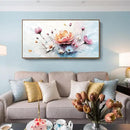 amatop Framed Floral Canvas Wall Art Picture Large Pink Blue Abstract Bloom Bouquet Print with Daisy Peony Elegant Botanical Nature Artwork for Living Room Bedroom Dining Room Entryway Decor 48x24 inch by CozyNest Decor