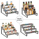 YINMIT Wooden Display Riser Stand, Tiered Perfume and Cologne Organizer Stand, 4 Tier Spice Rack Organizer, Rustic Display Shelf for Candles (4 Tier,2Pack,Grey) by CozyNest Decor