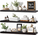 Floating Wall Shelves 3-Pack - 24-Inch Rustic Black Wooden Shelves for Storage and Décor, Easy Installation for Living Room, Bedroom, and Kitchen by CozyNest Decor