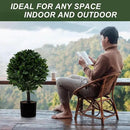 24" Outdoor Evergreens in Outdoor Artificial Shrub Potted Plant Plant for Indoor Porch of Home and Office 2 Pieces a Set Topiary Trees Faux Boxwood with Spike. Easy to Push in The Ground by GreenHaven Gardens