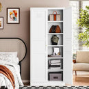 Letaya White Storage Cabinet with Adjustable Shelves-Metal Home Kitchen Pantry Cabinets with Doors,Organization Locker for Cupboard/Bedroom/Dining/Living/Bathroom/Office/Garage Room by CozyNest Decor