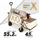 Whitsunday Collapsible Folding Wagon with Table,Heavy Duty Utility Beach Wagons with Opened Tailgate and All-Terrain Wheels for Camping,Garden,Sports Beige by GreenHaven Gardens