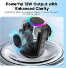Tribit Portable Bluetooth Speaker StormBox Mini+, 12W Shower Speaker with 360°Surround Sound, 12H Playtime, Custom EQ, BT5.4, IPX7 Waterproof, RGB Lights, Type-C, AAC/SBC, TWS, Party/Beach/Gift (Blue) by TinyTreasures Baby Boutique